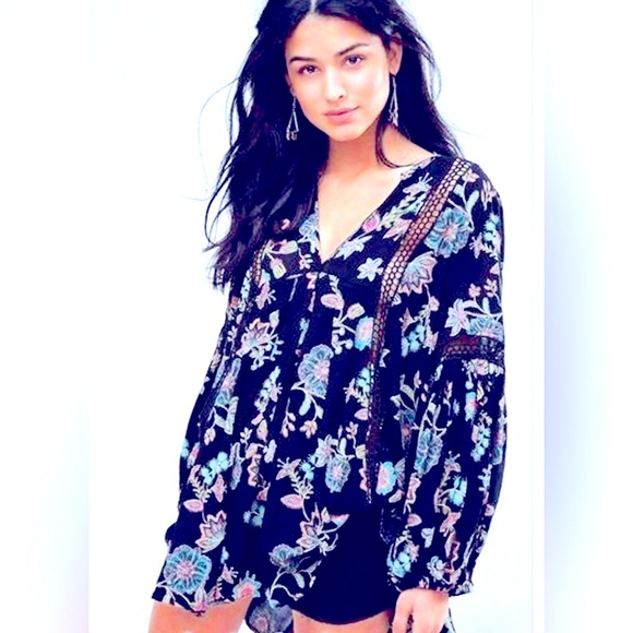 Free People just the two of us tunic Floral Blouse XSmall TP - Picture 1 of 8